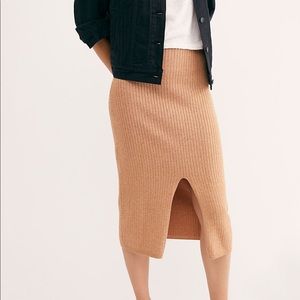 Free People Skyline Midi Skirt-S,Caramel Heather